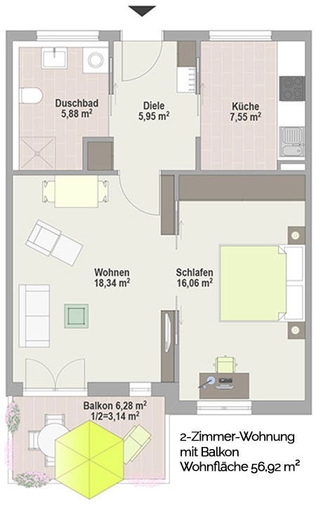 2 Zimmer Wohnung